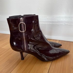 Zara Patent Ankle Boots Maroon